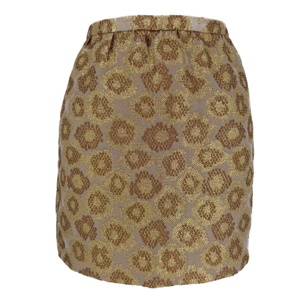 J. Crew Goldenrod Jacquard Mini Skirt Womens size 0 Gold Metallic - Picture 10 of 16